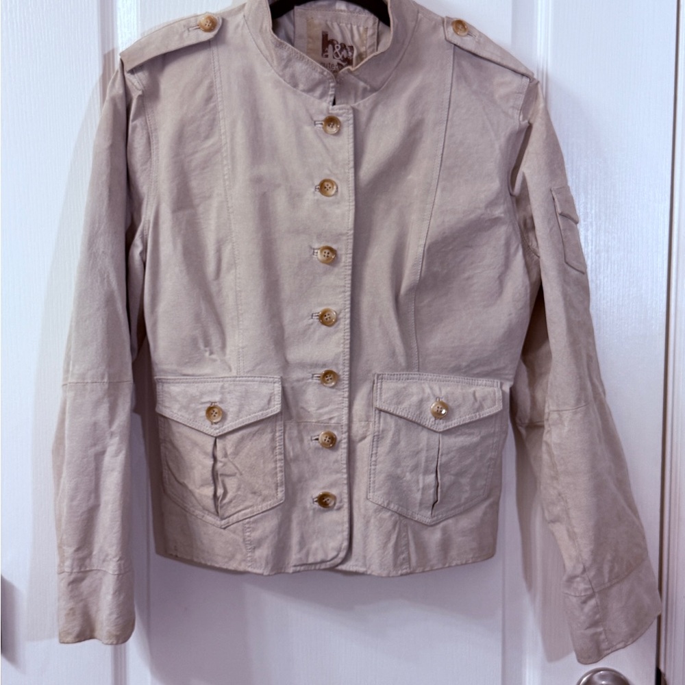 Women's Beige Military Suede Jacket